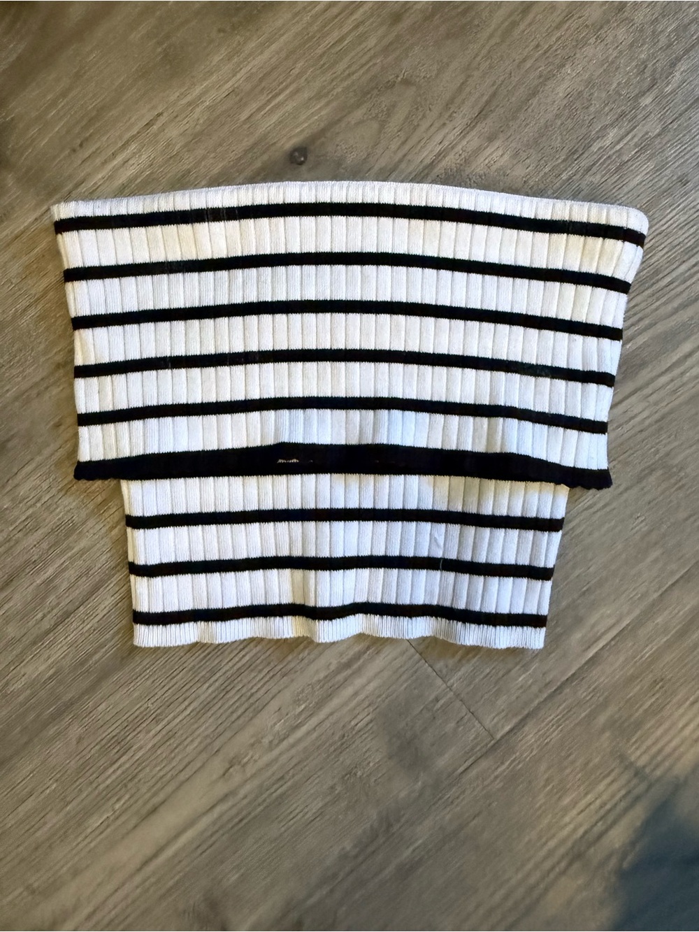 Freshman 1996 White Ribbed Tube Top with Black Stripes